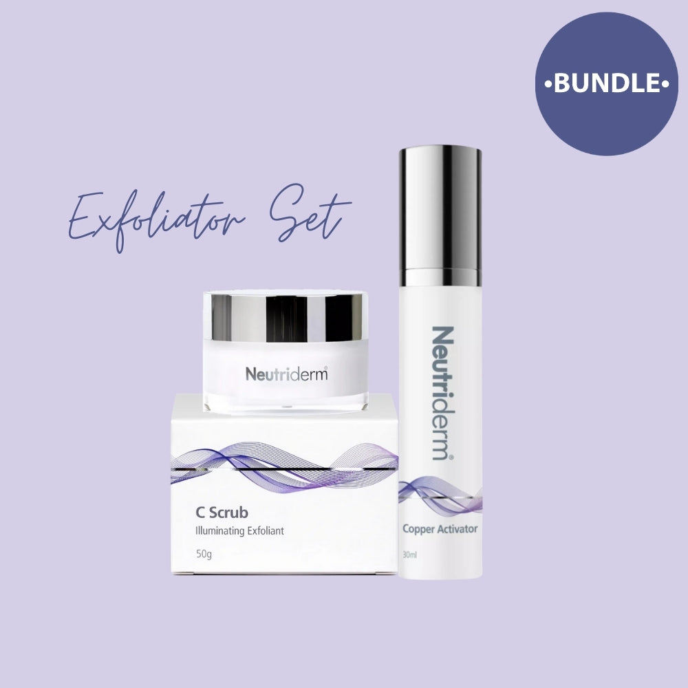 Neutriderm Exfoliator Set - Vitamin C Scrub + Copper Activator Serum (50g+30ml)