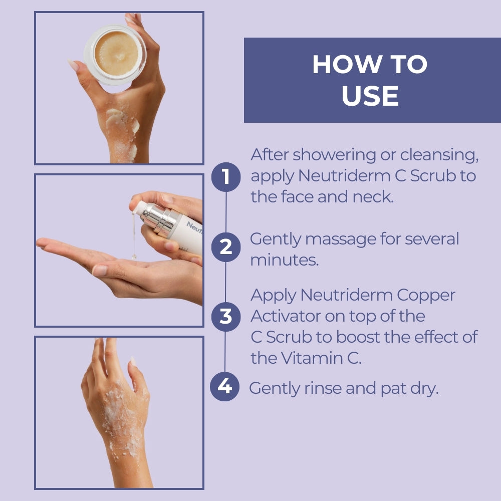 Neutriderm Exfoliator Set - Vitamin C Scrub + Copper Activator Serum (50g+30ml)