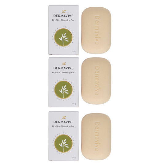 Dermavive Dry Skin Soap-Free Cleansing Bar - 120g x 3