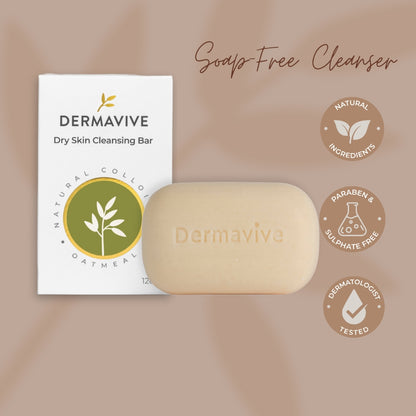 Dermavive Dry Skin Soap-Free Cleansing Bar - 120g x 3