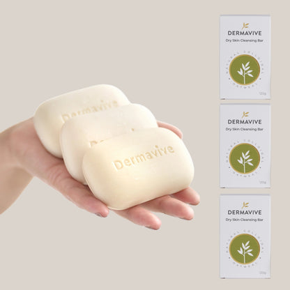 Dermavive Dry Skin Soap-Free Cleansing Bar - 120g x 3