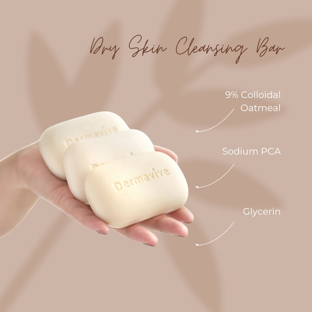 Dermavive Dry Skin Soap-Free Cleansing Bar - 120g x 3