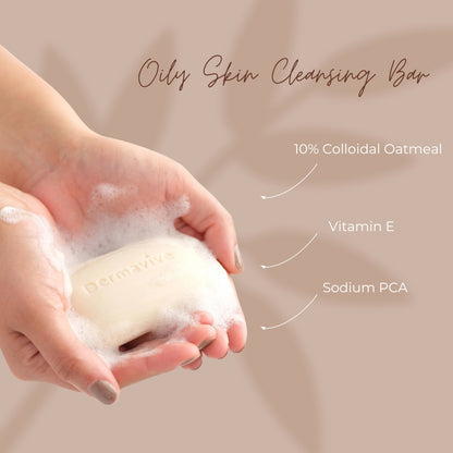 Dermavive Oily Skin Soap-Free Cleansing Bar - 120g x 3