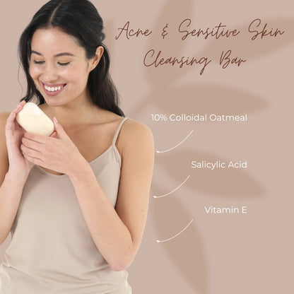 Dermavive Acne & Sensitive Skin Soap-Free Cleansing Bar - 120g x 3