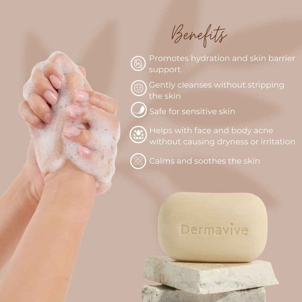 Dermavive Acne & Sensitive Skin Soap-Free Cleansing Bar - 120g x 3