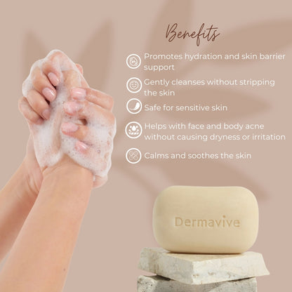 Dermavive Acne & Sensitive Skin Soap-Free Cleansing Bar - 120g x 3