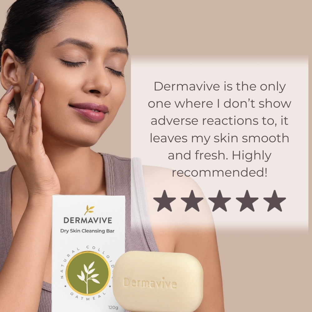 Dermavive Dry Skin Soap-Free Cleansing Bar - 120g x 3