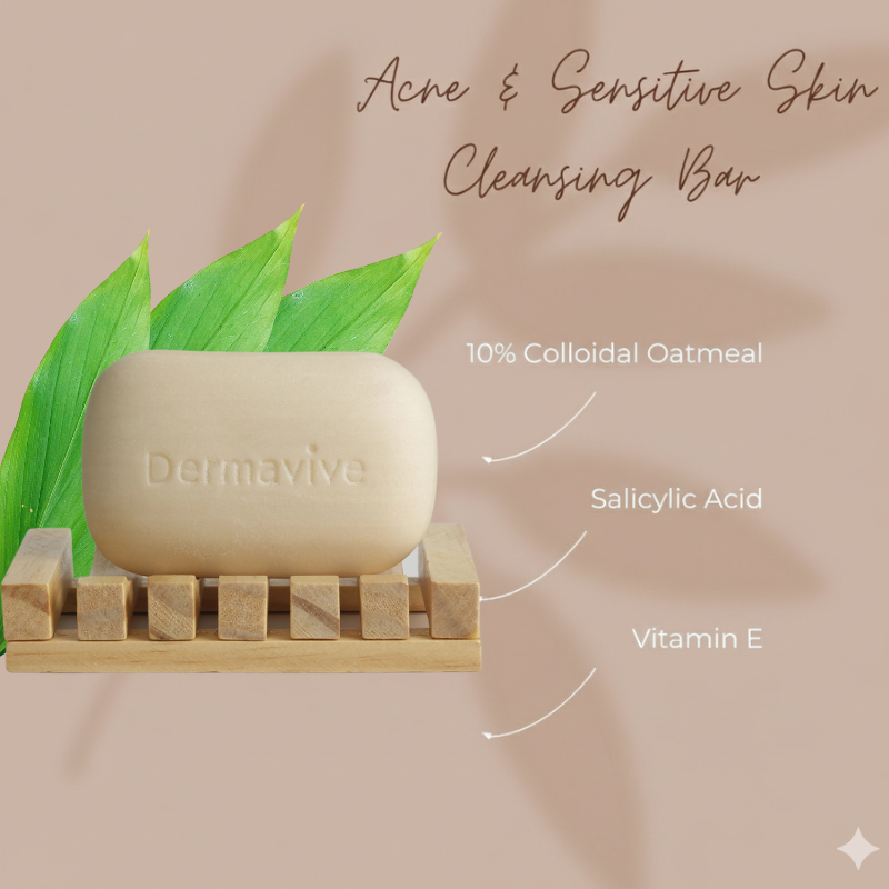 Dermavive Acne and Sensitive Skin Soap-Free Cleansing Bar 120g