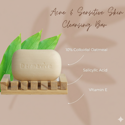 Dermavive Acne and Sensitive Skin Soap-Free Cleansing Bar 120g